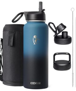 Coolflask 1180ml Isolierte Wasserflasche, doppelt vakuumdicht & leicht reinigbar, Metallflasche für Sport & Büro, Indigo