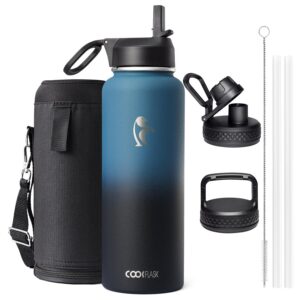 Coolflask 1180ml Isolierte Wasserflasche, doppelt vakuumdicht & leicht reinigbar, Metallflasche für Sport & Büro, Indigo