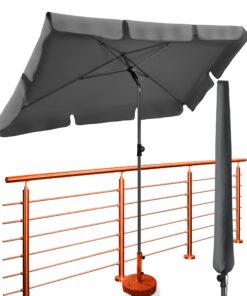 4smile Sonnenschirm Balkon UV50+ Anthrazit - Sonnenschutz für Balkon SET