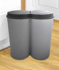 Spetebo Mülleimer 50 Liter (2x25) in Grau mit Klappverschluss - Practische Mülltrennung für Haushalteunde