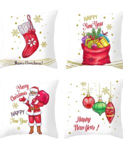 Kinder Kissenbezug Stück 4 Christ스트 Leah Confezioniert Regalo Weihnachtsdeko Wohnzimmer 45x45CM