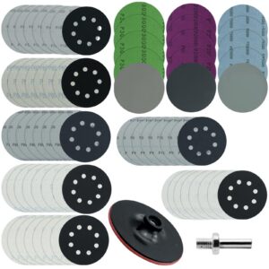 JASFLY 71 Stück Schleifpapier 125mm Klett Set für 8 Loch Exzenterschleifer - Nass-Trocken-vs-Körnung 60/150/240/400/800/