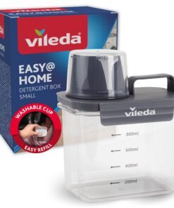 Vileda Waschmittelbox 1100ml grau - Luftdichte & Platzsparende Speicherlösung für Waschmittel - Inklusive Messbecher - F