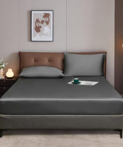 Luofanfei Spannbettlaken 160x200 Grau Anthrazit Kühlend Bambus Microfaser für Hochmatratzen Sommer Kühlbettlaken Glänzen