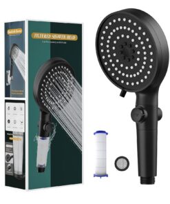VESKYAO Wassersparender Duschkopf |6L/Min Schwarz