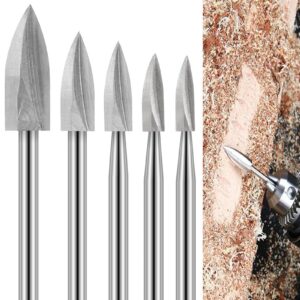 Holzschnitzwerkzeug Dremel Zubehör 5 Stück HSS Gravierwerkzeug 3mm Schaft | Holz Fräser Set für Dremel 5 Stück HSS 3mm