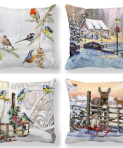Moonlee Velvet Kissenbezug CH-2771 80x80cm/31x31in Weihnachten Deko 4er Set Kopfkissenbezug Home-Deco