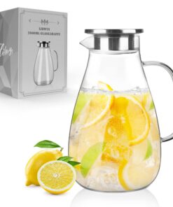 LIBWYS Glaskaraffe 2600ml - Wasserkaraffe aus Borosilikatglas, Glaskaraffe für DIY Getränke, Wasserkaraffe mit Deckel