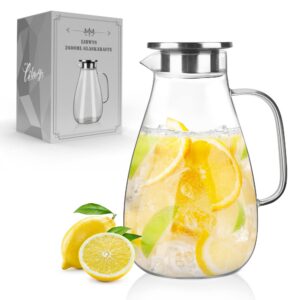 LIBWYS Glaskaraffe 2600ml - Wasserkaraffe aus Borosilikatglas, Glaskaraffe für DIY Getränke, Wasserkaraffe mit Deckel