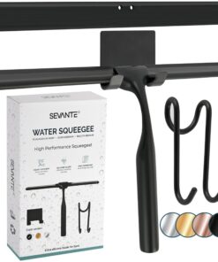 SEVANTE Duschabzieher Schwarz - Metall - Flitsche für Dusche, Glas und Spiegel - Bad Accessoires - Abzieher Dusche mit H