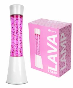 FISURA Rosa Lavalampe - Weißer Sockel und Entspannungseffekt FISURA Rosa Lavalampe mit Glitzernden Herzen - Entspannung