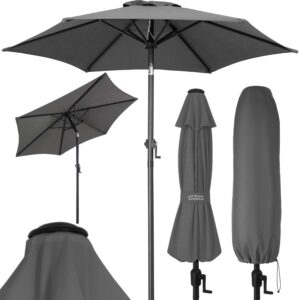 Kingsleeve® Sonnenschirm Balkon 200cm UV Schutz 80+ Anthrazit Neigbar-Windöffnung-Wasserabweisend-Wind-getrennt-Aluminiu