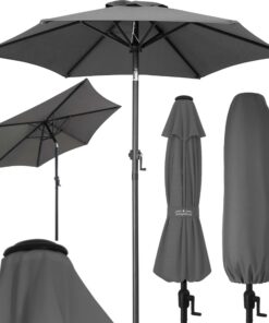 Kingsleeve® Sonnenschirm Balkon 200cm UV Schutz 80+ Anthrazit Neigbar-Windöffnung-Wasserabweisend-Wind-getrennt-Aluminiu