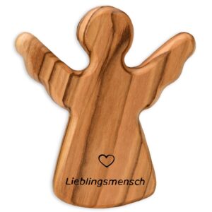 Kassis Geschenkartikel Olivenholz-Schutzengel - Handgefertigte Engel-Figur aus Bethlehem - (1 Stück) - Ideal als Schutze