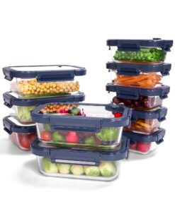 Luftdichte Frischhaltedosen für Meal Prep - Glasbehälter mit Deckel, 10 Stück Blau | BPA-frei Gefrierdosen - Glasbehält
