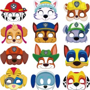 JINLAIYUN Kinder Patrol Masken 12 Stück | JINLAIYUN Kinder Geburtstag Deko Masken | JINLAIYUN Kinder Charakter Cosplay