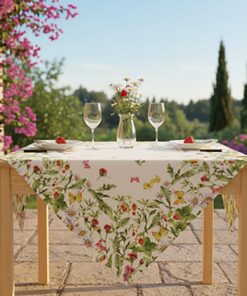 KAMACA Wiesenblumen und Schmetterlinge Druck-Motiv Hochwertige Garten-Tischdecke für Outdoor und Haus im Frühling und So