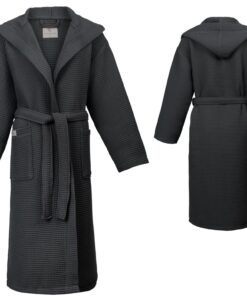 PandaHome Bademantel Linden & Green (Anthrazit, L) - Weiches, Saugfähiges Spa Bademantel für Damen und Herren-Reisepanio