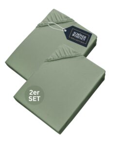 SCHÖNER WOHNEN Luxus Spannbettel aus Jersey-Baumwolle -Grün 90x200cm & 100x200cm - ECO-Freundlich für Matratzen bis 30cm