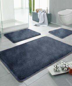 Linden Berg Badematte Jeans Blue - Rutschfester Badteppich Mikrofaser Oekotex Zertifiziert