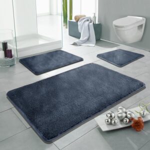 Linden Berg Badematte Jeans Blue - Rutschfester Badteppich Mikrofaser Oekotex Zertifiziert