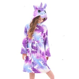 Ceruwum Weich Fleece Bademantel für Mädchen mit Kapuze | Ceruwum Weich Fleece Morgenmantel