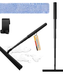 FIVAVA Duschabzieher Schwarz, Erweiterba mit Teleskopstange für Duschkabinen | FIVAVA Schwarz Silikons Duschabzieher mi