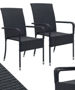 Juskys Polyrattan Gartenstühle - Stabile 2er Set - Für Garten & Outdoor - Bequeme Arm- und Rückenlehnen - Stackbare Stüh