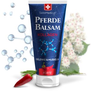 SwissMedicus Pferdebalsam mit Kollagen Forte 200 ml - Wärmer für Muskelfeuchtigkeit und Regeneration für Sportlöhner nac
