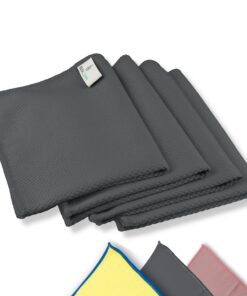 ELEXACLEAN Fenstertuch streifenfrei, Mikrofaser Premium Glas Putztücher Auto (4 Stück, 40x30 cm, anthrazit) OEKO-TEX STA