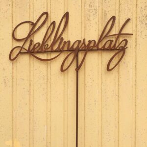 Schild LIEBLINGSPLATZ 70x35cm Stab Gartenstecker Edelrost Rost rostige Gartendekoration Original Pflegeanleitung von Ste