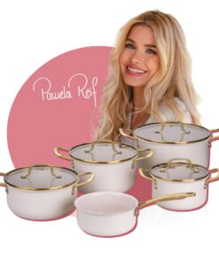 Pfalzmans Fackelmann Pamela Reif Kochtopf-Set 9-Tlg., Recyceltes Aluminium, Pastell Beige, PFAS-freie Keramikbeschichtun
