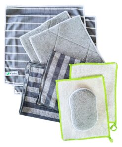 Bambusfaser Reinigungstücher – Nachhaltig & Antibakteriell – Für Küche & Bad – Fusselfrei & Streifenfrei – 9er Set – Was