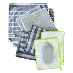 Bambusfaser Reinigungstücher – Nachhaltig & Antibakteriell – Für Küche & Bad – Fusselfrei & Streifenfrei – 9er Set – Was