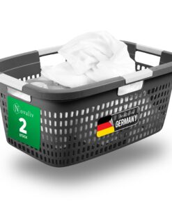 Novaliv 2 Stück Wäschekorb Anthrazit 40L Bad Wäsche Korb Schmutzwäsche Aufbewahrung