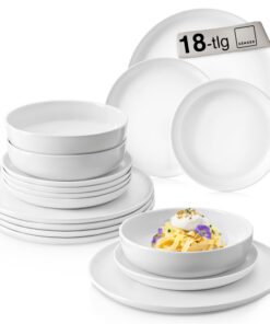 SÄNGER Tafelservice Marlo weiß, Porzellan 18-teilig, Essgeschirr 6 Personen, spülmaschinenfest, modern, PREMIUM COLLECTI