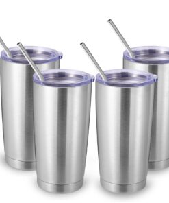 Volhoply Eiskaffee Thermobecher 600ml (20oz) Bulk 4 Pack Passt Tassenhalter, Double Wall Isoliert, Heiß/kalt, Weihnachts