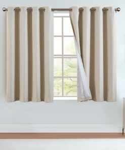 TOPICK Blickdicht Vorhang Für Wohnzimmer Und Schlafzimmer Lichtdicht Thermovorhang Einfarbig 2 Stück Graubeige 130 x 175