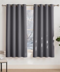 PONY DANCE Verdunklungsvorhänge für Schlafzimmer mit Kälteschutz und Kurz Blickdichtkeit 2er Set H 175 x B 140 cm Grau