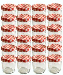 30er Set Mini Sturzgläser 37ml Rot Kariert Deckel To 43 - Honiggläser Marmeladengläser für Imker Einmachgläser