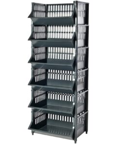 ARTECSIS erweiterbares Stapelregal schwarz I 110 cm hoch I 6 Körbe