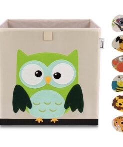 Kinder Aufbewahrungsbox mit Eule Motiv für Ordnung im Kinderzimmer | Spielzeugbox mit Tiermotiv I Kinder Aufbewahrungsk