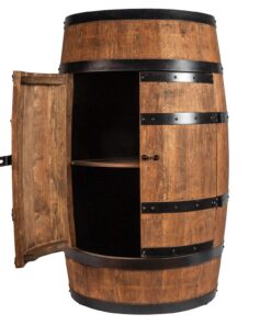 CREATIVE COOPER Weinfass Stehtisch mit Tür 80cm Hoch (Wenge) - Fassbar Minibar Alkoholschrank