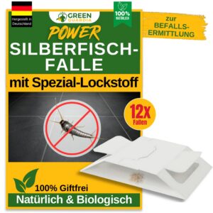 Silberfisch Falle mit Spezial-Lockstoff - 12er Set umweltfreundliche, chemiefreie und geruchsneutrale Lösung zur Bekämpf