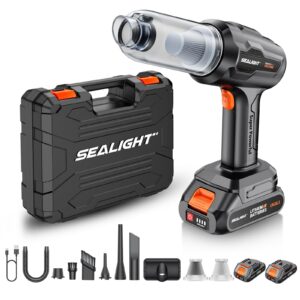 SEALIGHT 21000Pa Akku Handstaubsauger, Superstarke Saugkraft für Auto, Haus und Büro (Schwarz)