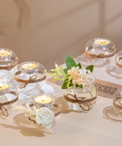 NUPTIO 8 Stück Klarglas Teelichthalter - 2 Nutzungsarten Votive Kerzenhalter für Hochzeit Party Events