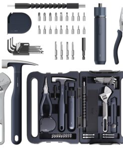 HOTO 40-Teiliges Werkzeugset für Heimreparaturen + 14 Werkzeuge & 26 Zubehörteile mit LED Elektro Schraubendreher & 3 Dr