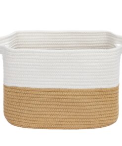 Klein Regalkorb Baumwolle Weiß für Kinderzimmer und Wohnzimmer, 30x25x24cm, Jute-details