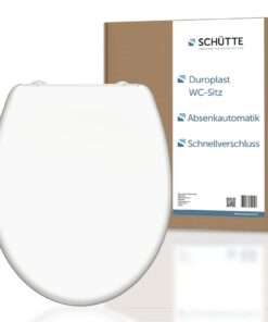 SCHÜTTE WC-Sitz mit Absenkautomatik für Belastbarkeit bis 150 kg und DIY-Montage/Innovativer Duroplast-Bruchskydds-Decke