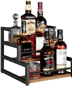 HOOBRO Weinregal EBF38JJ01 - 3 Ebenen für 12 Flaschen, Countertop Halter, Retro-Braun und Schwarz für Bar und Küche